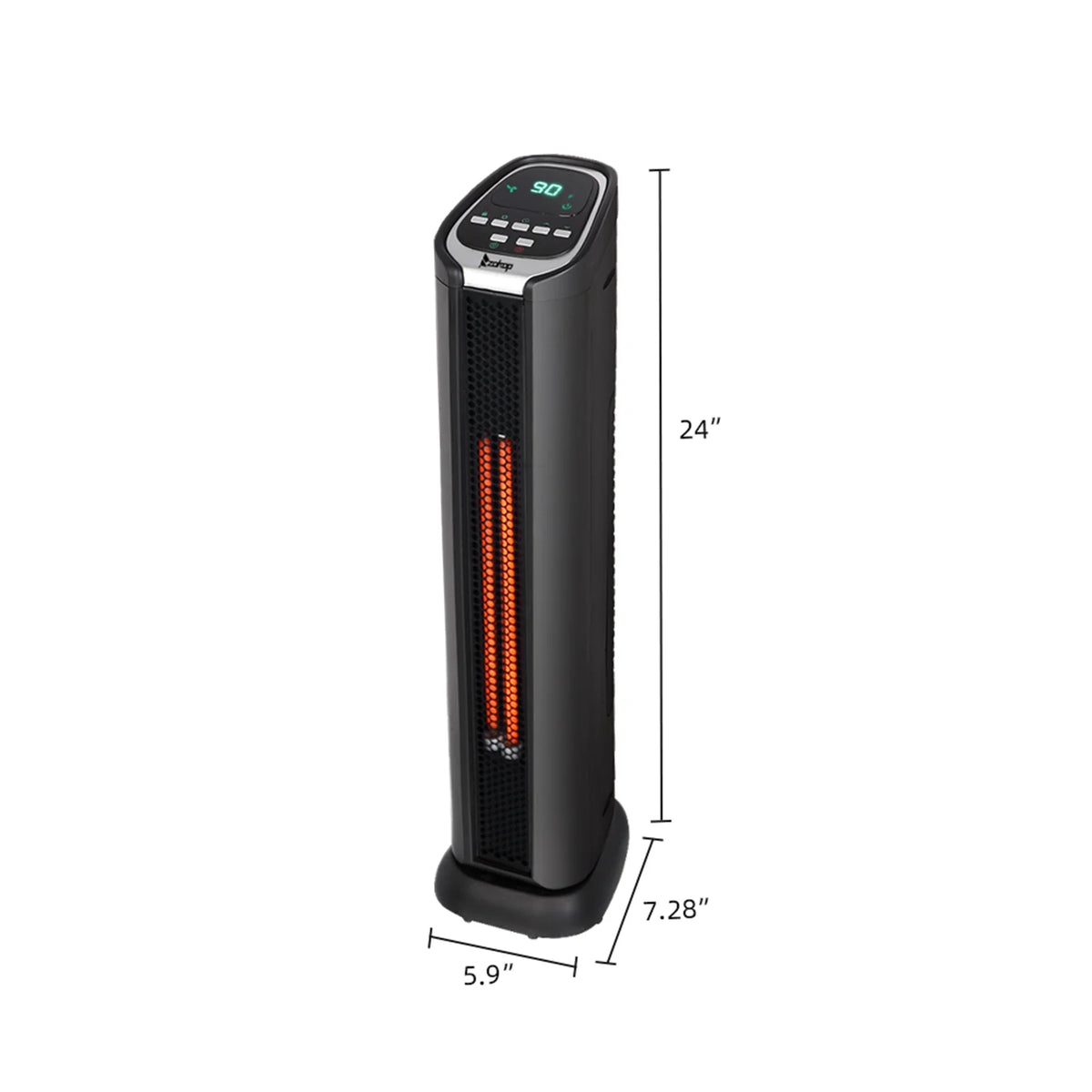 24" 1500W Quartz Infrared Electric Heater with Thermostat, Remote, 3 Modes, 12H Timer, 60 Degree Oscillating T22045