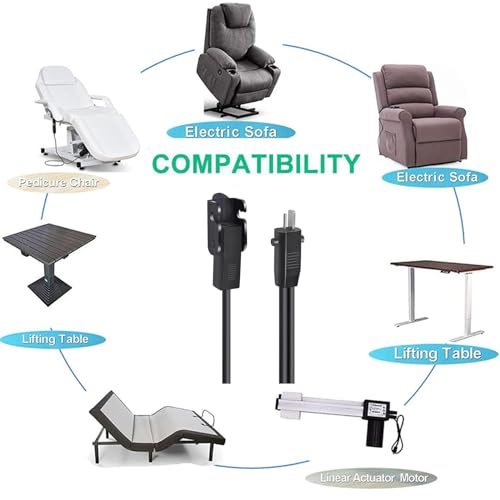 2-Pin Power Adapter with Extension Cord for Recliner Chair U6418