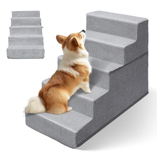 4-Step 18.1" H Folding Pet Stairs with Removable Washable Cover R239593