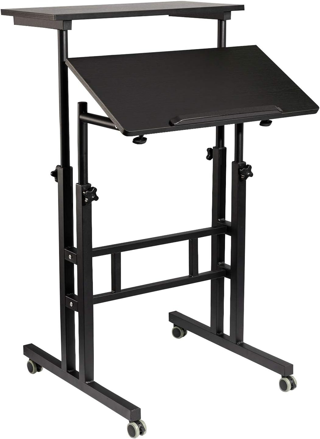 Black Adjustable Mobile Standing Desk F329