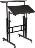 Black Adjustable Mobile Standing Desk F329