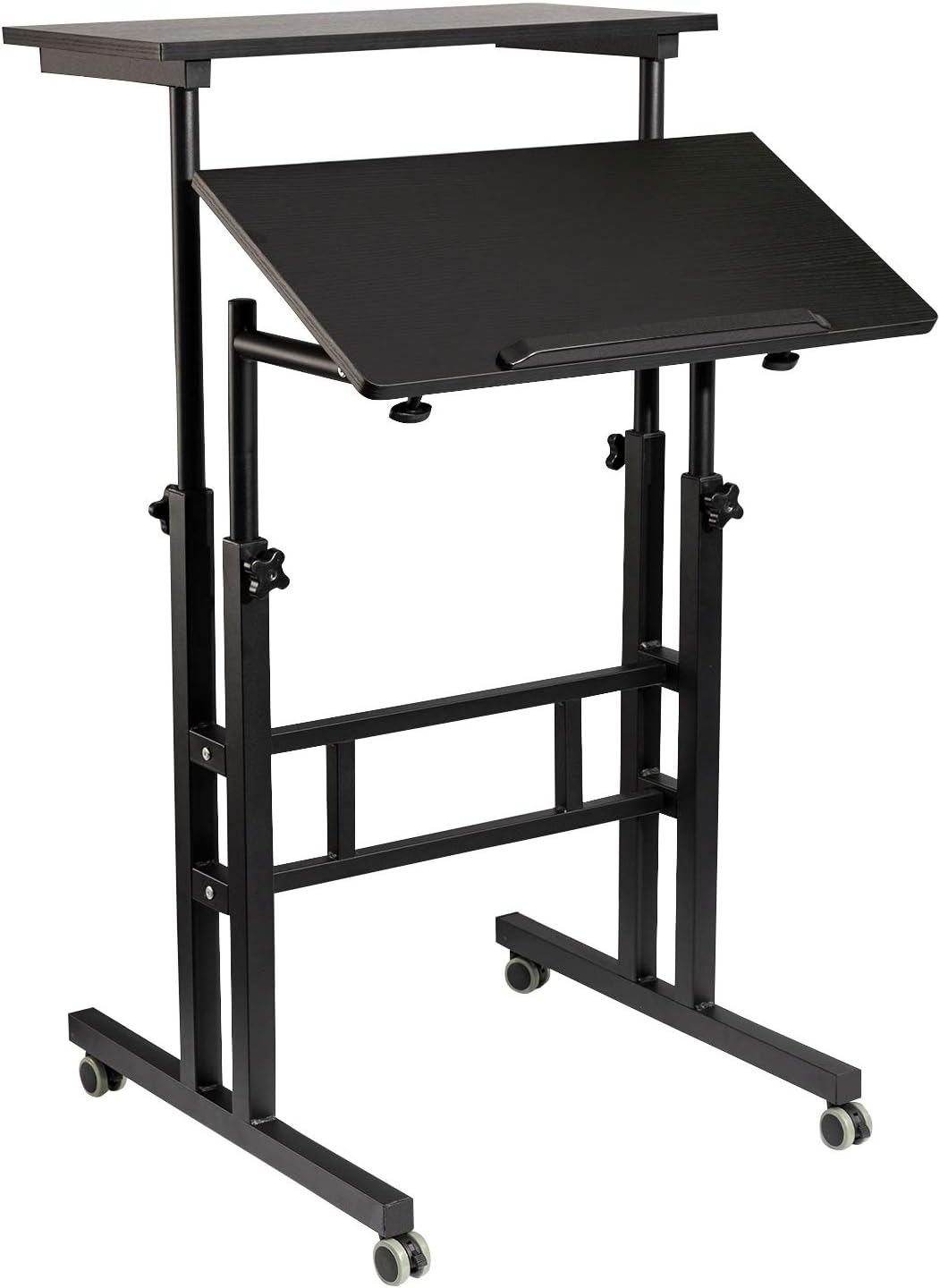 Black Adjustable Mobile Standing Desk F329