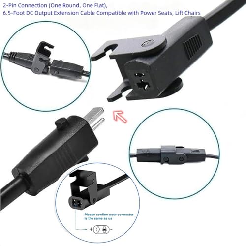 2-Pin Power Adapter with Extension Cord for Recliner Chair U6418