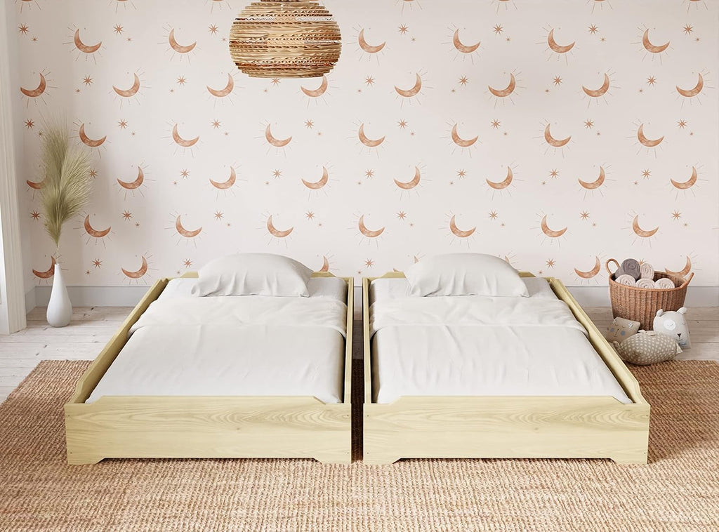 Twin over Twin Stackable Wooden Bed Frame Set of Two C57320
