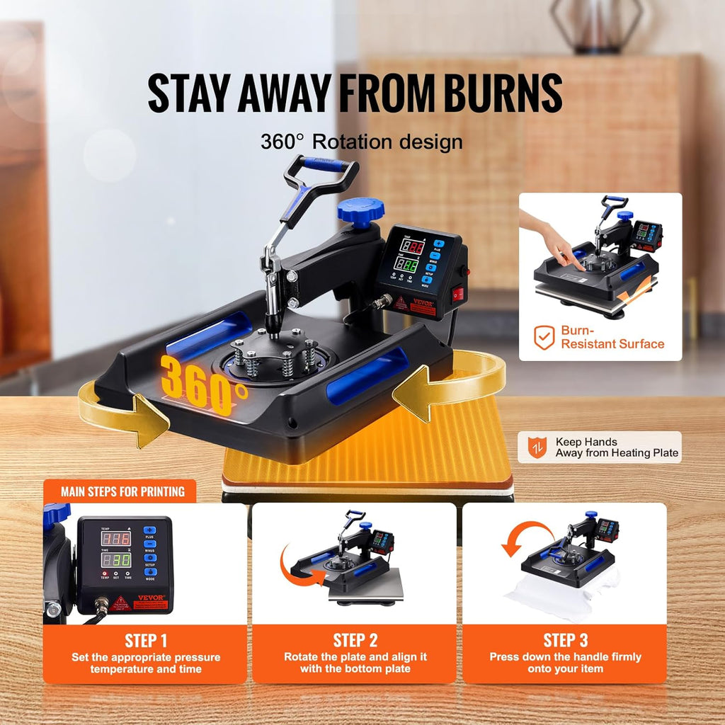 15x15inches 5 in 1 Swing Away Digital Control Heat Press M218355