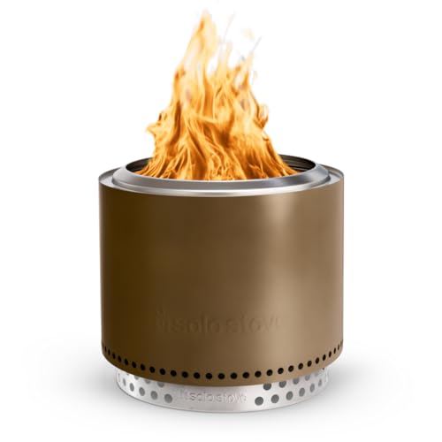 Bronze 19.5 Inch Stainless Steel Smokeless Fire Pit with Stand and Removable Ash Pan U624