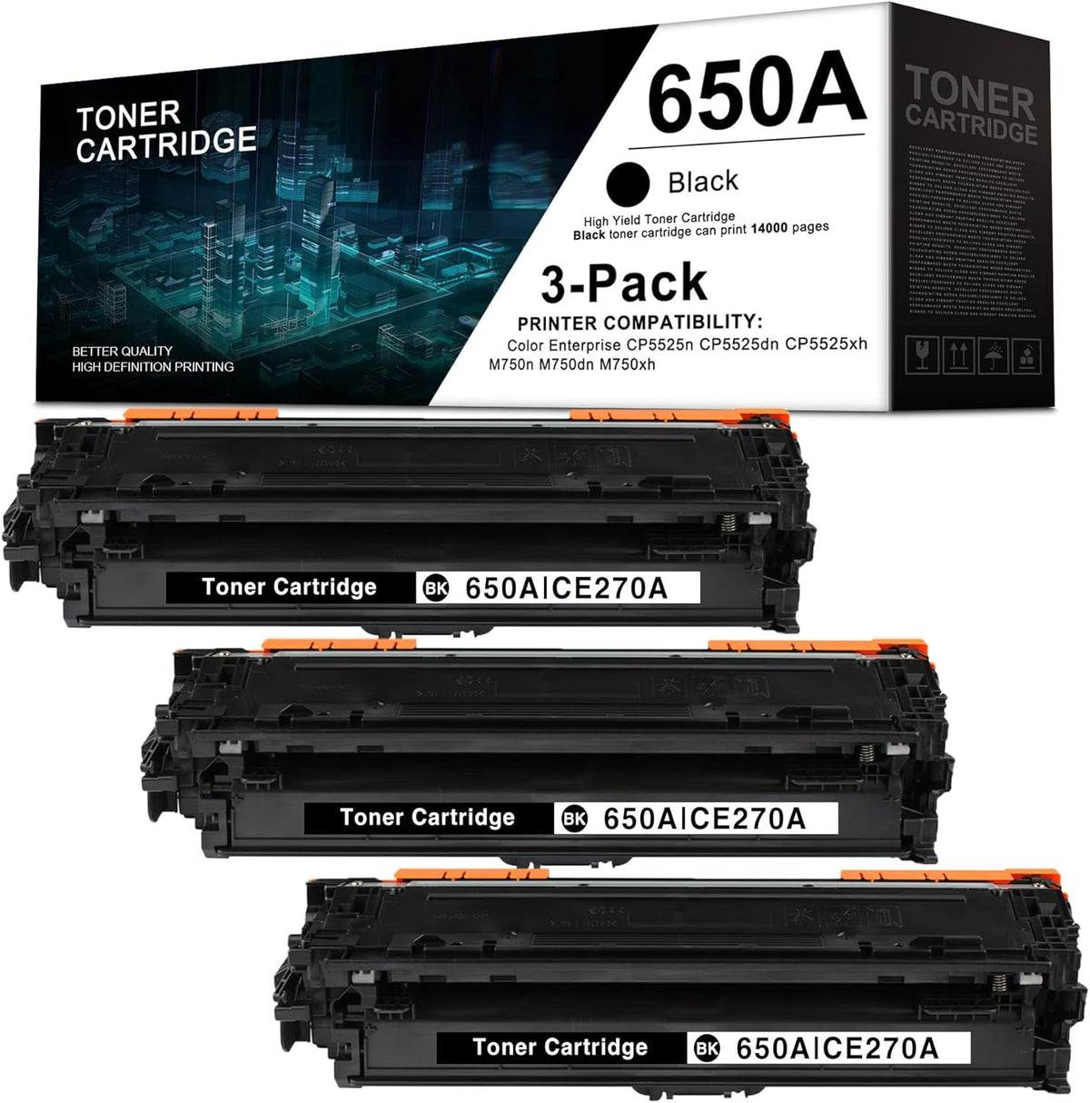 Black 3 Pack Remanufactured Toner Cartridge X210