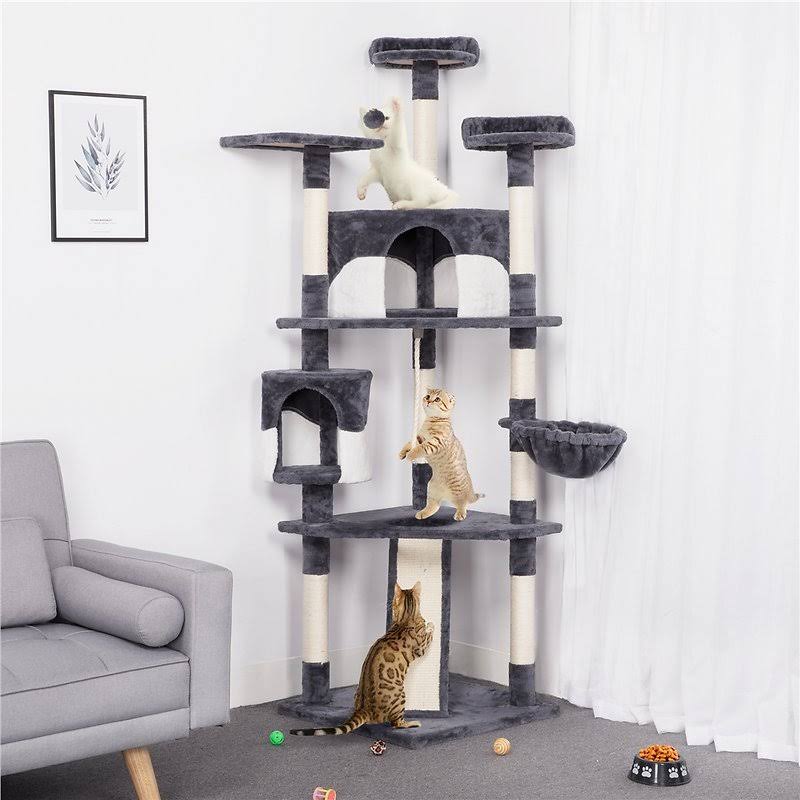 Dark Gray Plush Cat Tree L72152