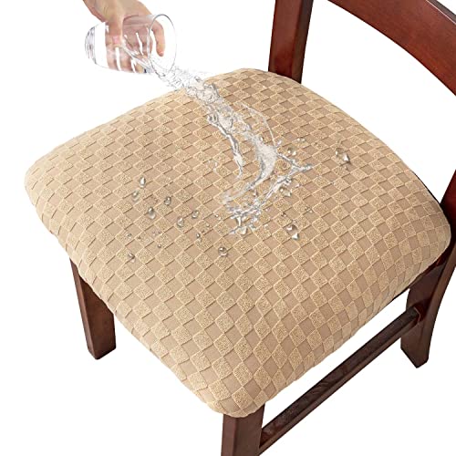 Ivory Jacquard Dining Chair Seat Covers (4) W7521