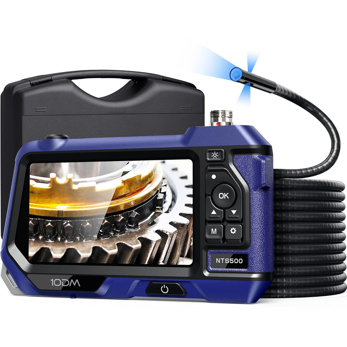 10DM Borescope with Light, Waterproof Flexible Cable, 5 IPS Color Screen J72366