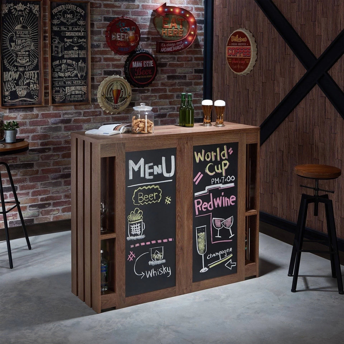 Rustic Walnut 47-inch Bar Dining Table S298