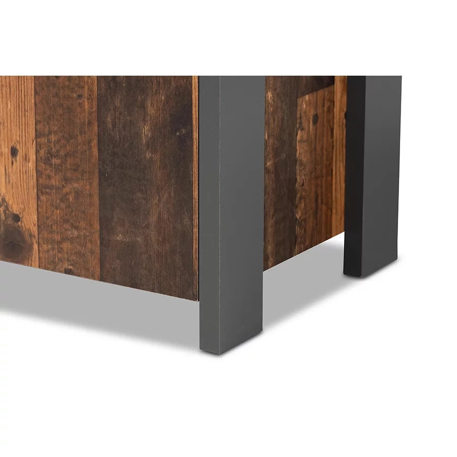 Rustic Brown Wood and Grey Metal 2-Door Sideboard Buffet H89224