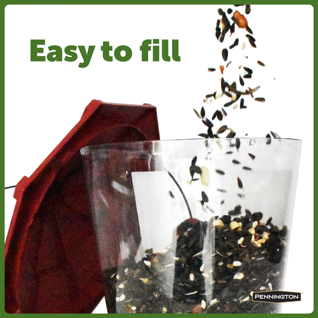 Red Recycled Plastic Wild Bird Hopper Feeder, 7 lb. Capacity, 2 Pack R997