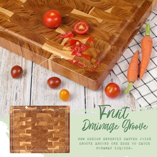 XL Acacia End Grain Wood Cutting Board (20x15x1.5in) T26766
