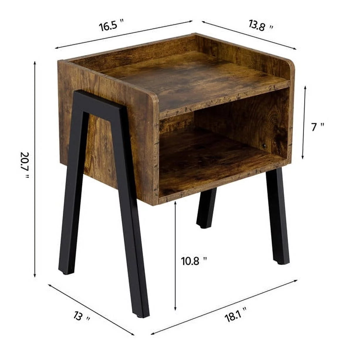 Set of 2 Nightstands with Iron Legs D166