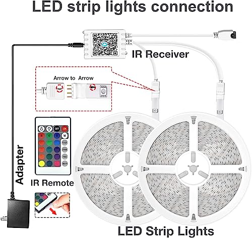 LED Strip Lights 130ft RGB with Remote and 24V Power Supply R75869