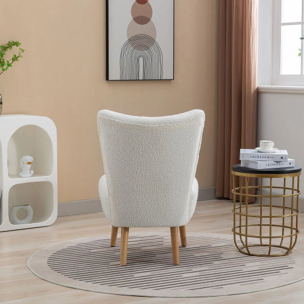 Ivory Boucle Upholstered Armless Accent Chair Z995