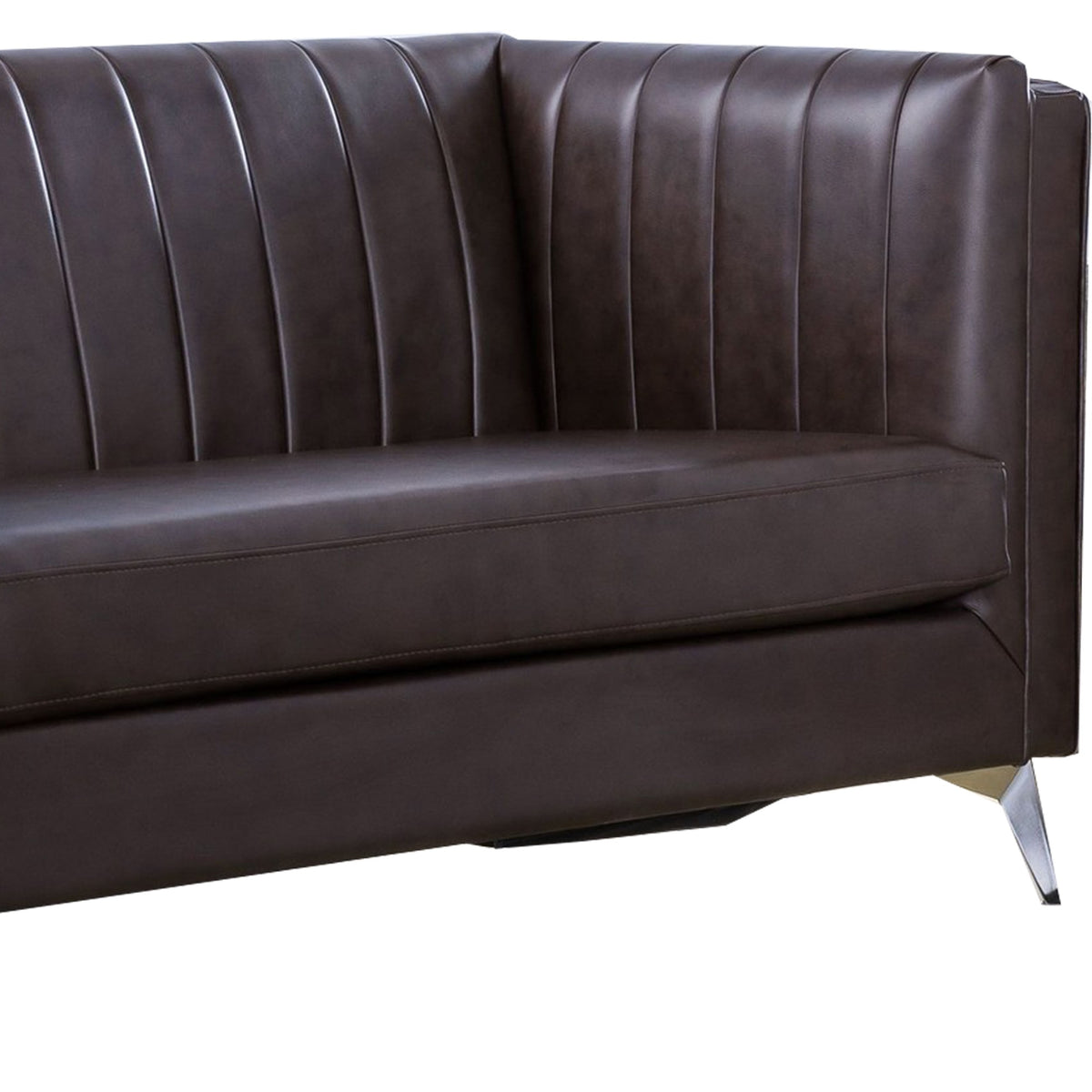 Dark Brown Microfiber Loveseat with Metal Legs H59072