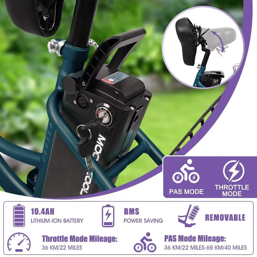 24'' 3 Wheel Electric Tricycle 500W 7-Speed A4607