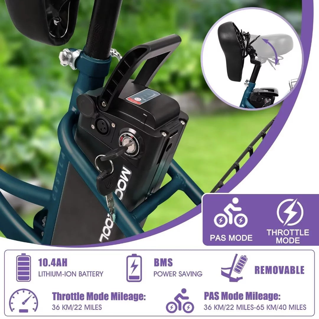 24'' 3 Wheel Electric Tricycle 500W 7-Speed A4607