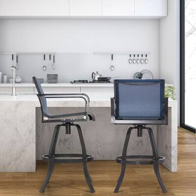 2pcs Outdoor Cast Aluminum Counter Height Swivel Bar Stools D76515