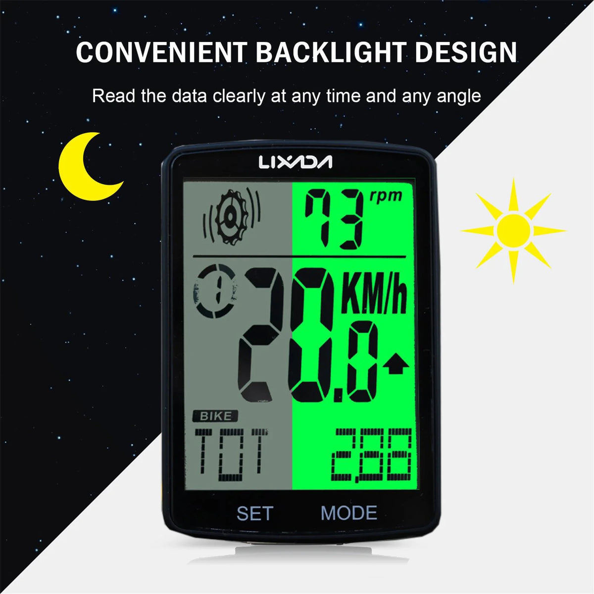 3 in 1 Wireless Bike Computer with Heart Rate Sensor Speedometer IPX7 Waterproof D82071
