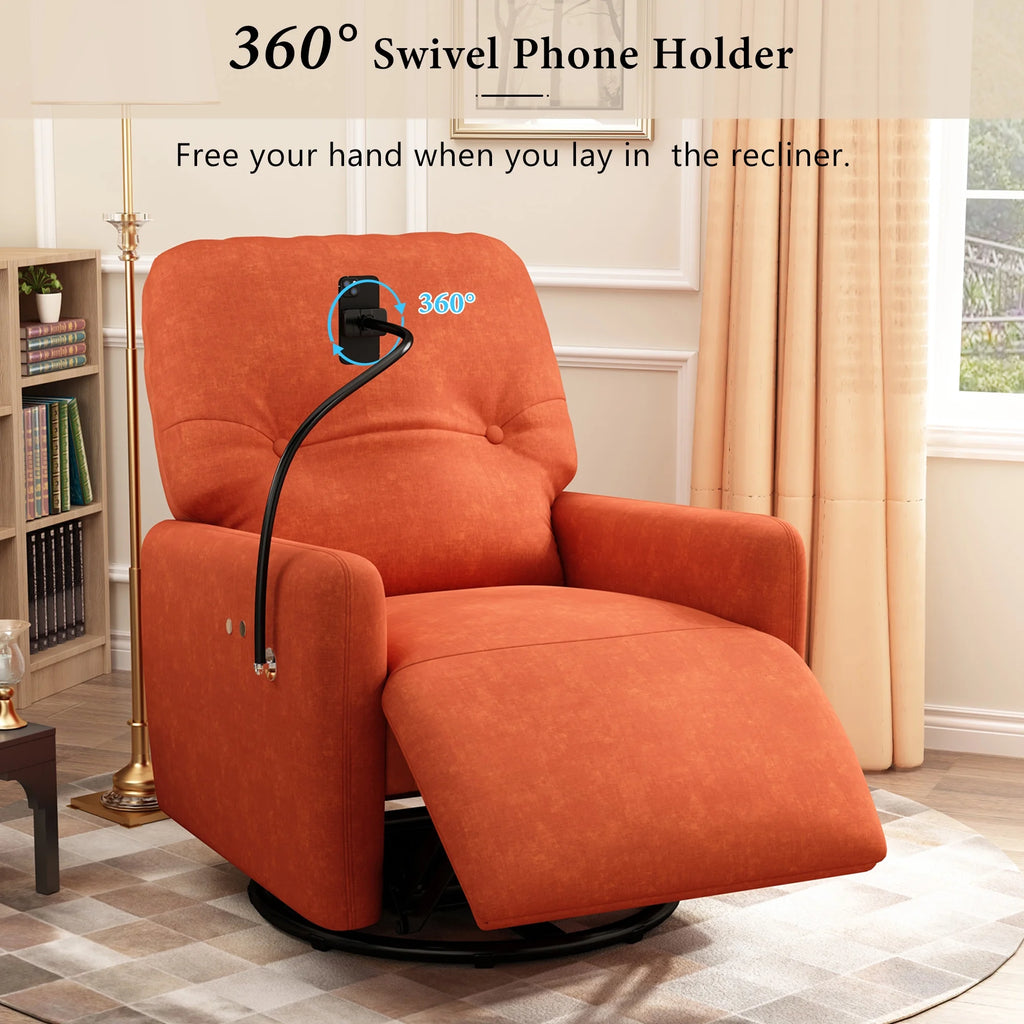 Orange 270 Degree Swivel Electric Recliner Sofa Q932661