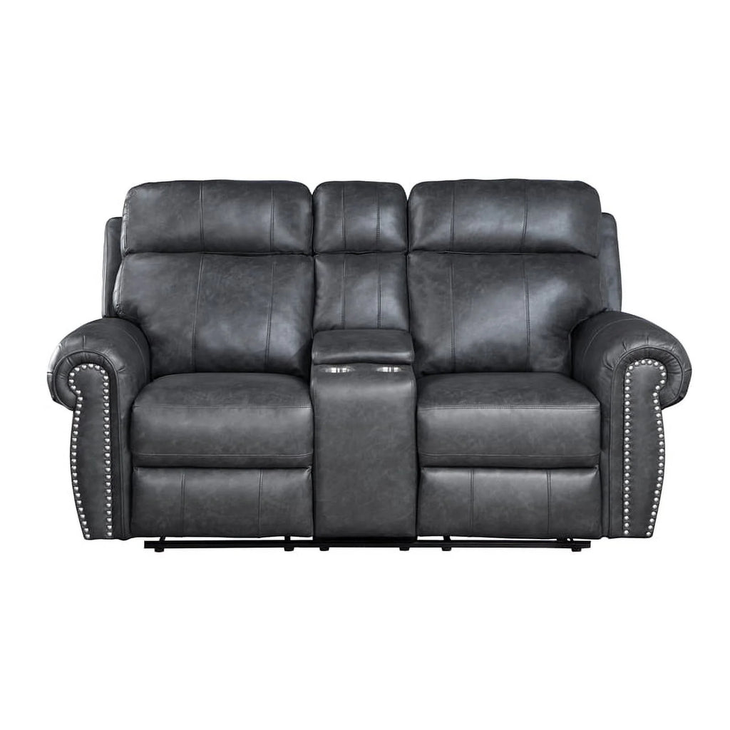 Gray Faux Leather 2-Piece Reclining Sofa Set K840