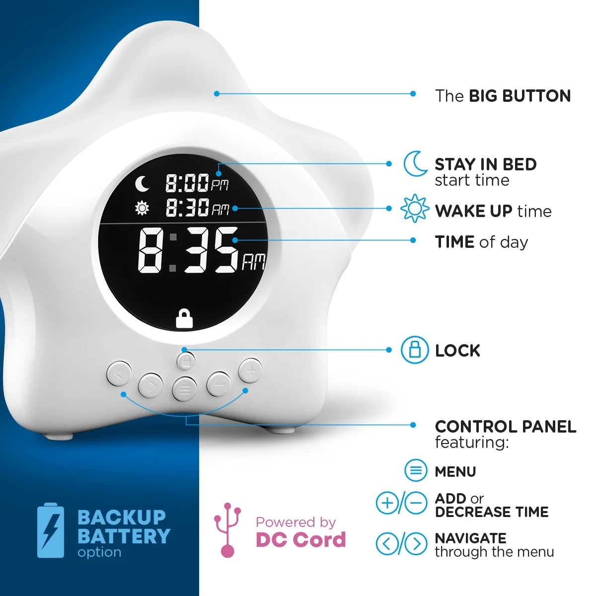 Toddler Sleep Training Clock, Night Light & Alarm Clock G382132