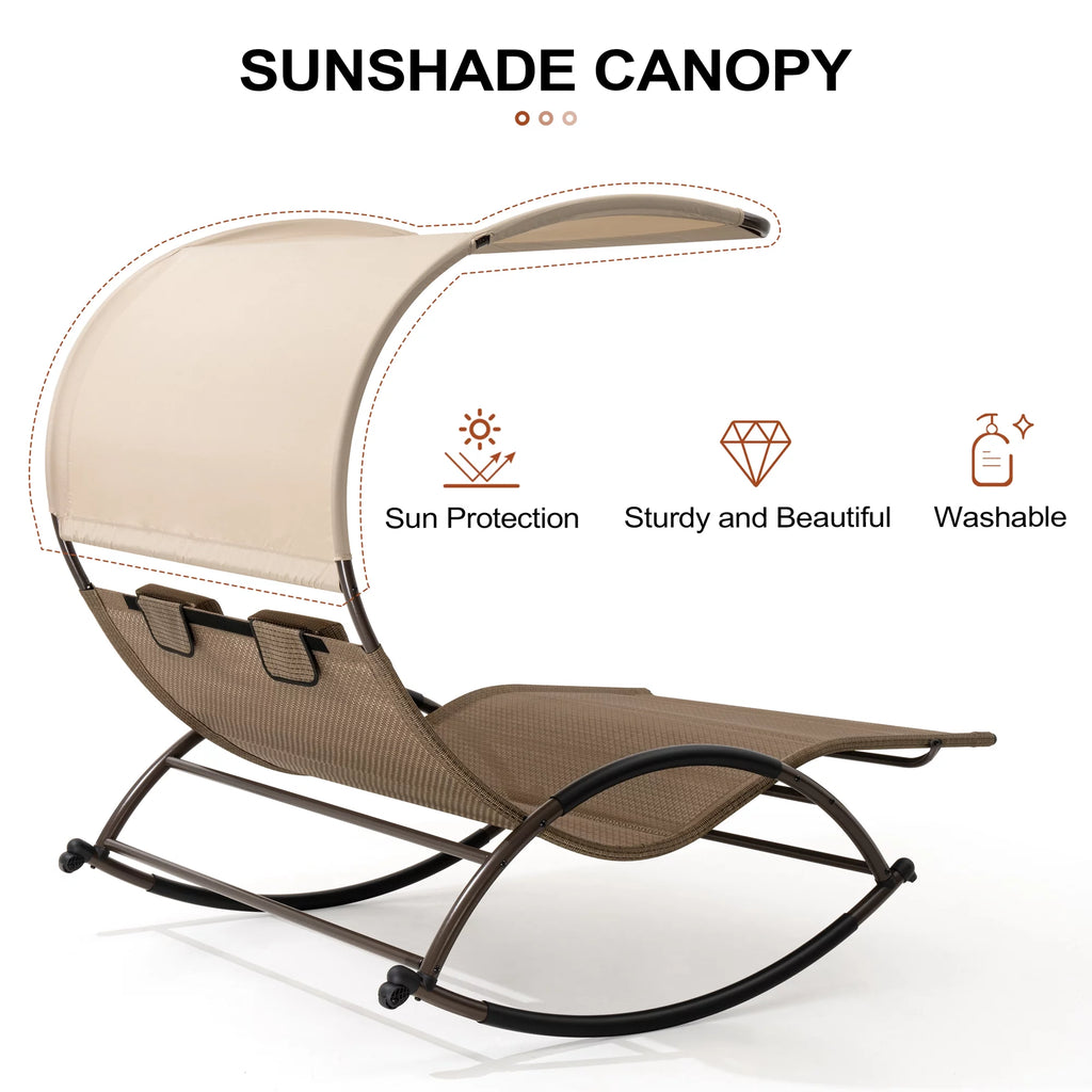 Brown Outdoor Double Chaise Lounge D91733