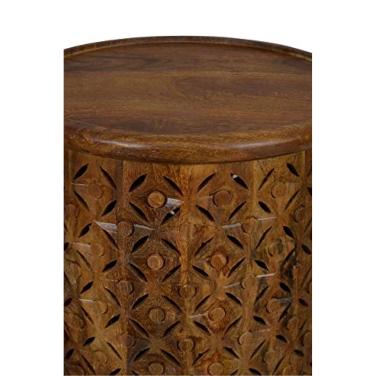 Distressed Hardwood Drum End Table A9672