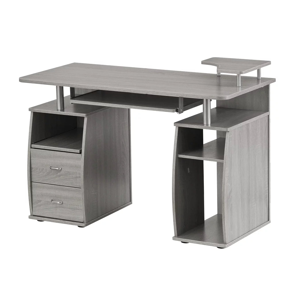 Grey Computer Workstation Desk with Storage F77456