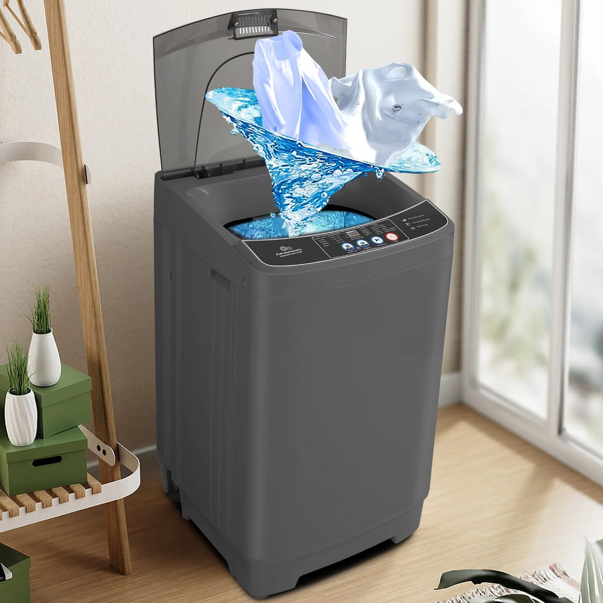 15.6lbs Fully Automatic Portable Washing Machine Dark Gray M497776