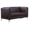 Dark Brown Microfiber Loveseat with Metal Legs H59072