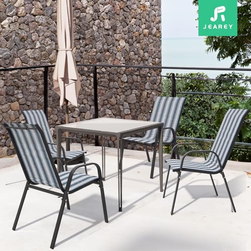Set of 4 Beige Stackable Patio Dining Chairs Z39004