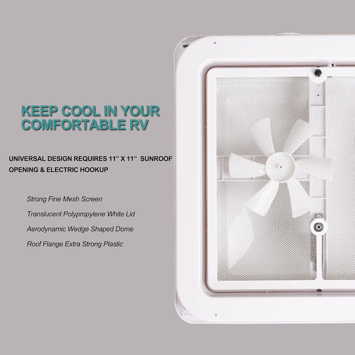 White 12V RV Roof Vent Fan with 6 Blades O55206
