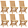 Patio Chairs with Cushions 6 pcs Solid Teak Wood N333