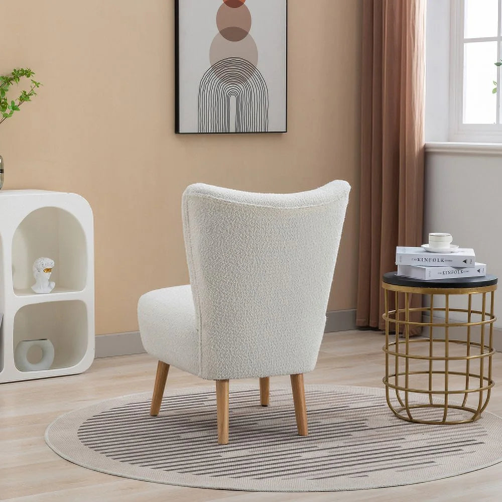 Ivory Boucle Upholstered Armless Accent Chair Z995