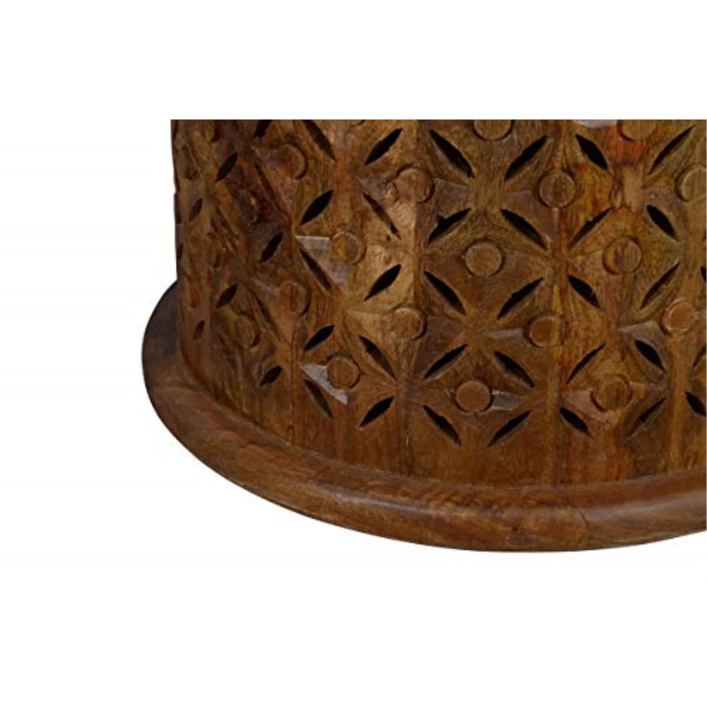 Distressed Hardwood Drum End Table A9672