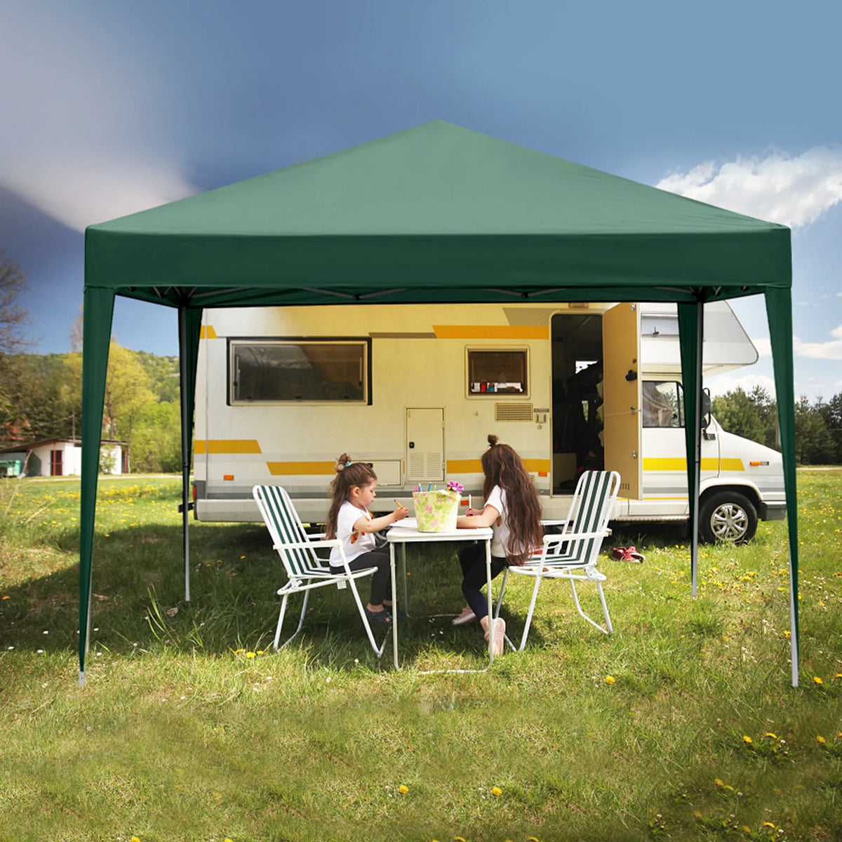 10'x 20' Canopy Pop Up Tent with 4 Sides Carry Bag White D845