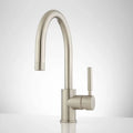 Brushed Nickel Single Hole Bathroom Faucet with Pop-Up Drain Assembly A7121