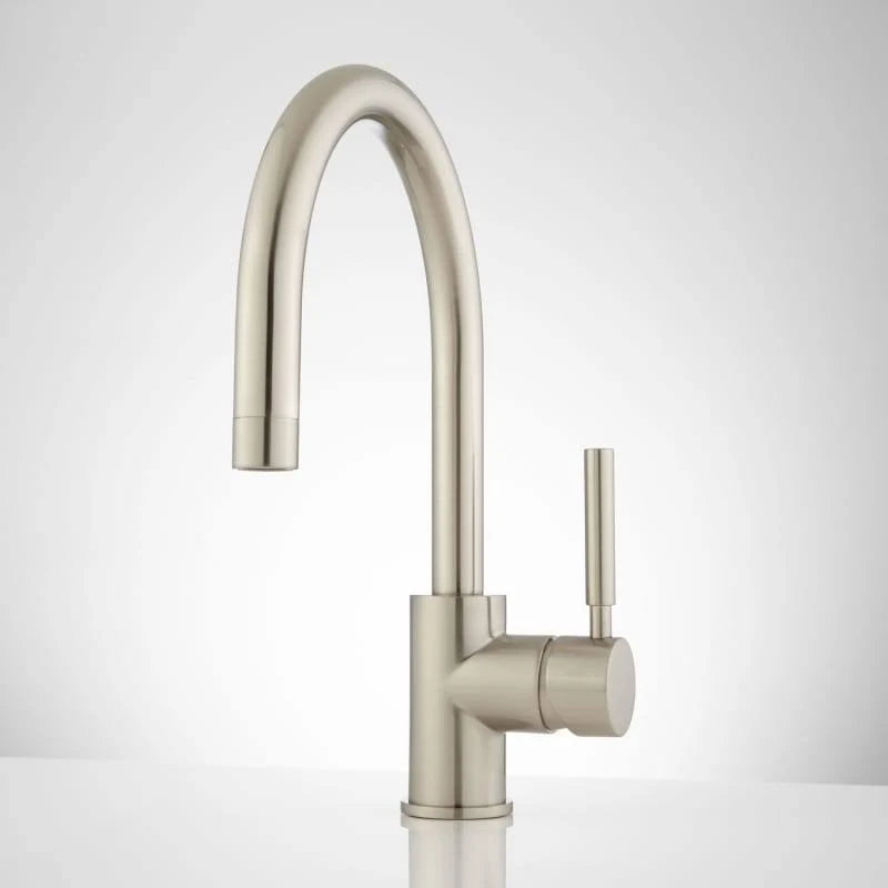 Brushed Nickel Single Hole Bathroom Faucet with Pop-Up Drain Assembly A7121