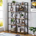 Industrial 5 Tier Bookshelf, Rustic Wood and Metal Shelving Unit D460