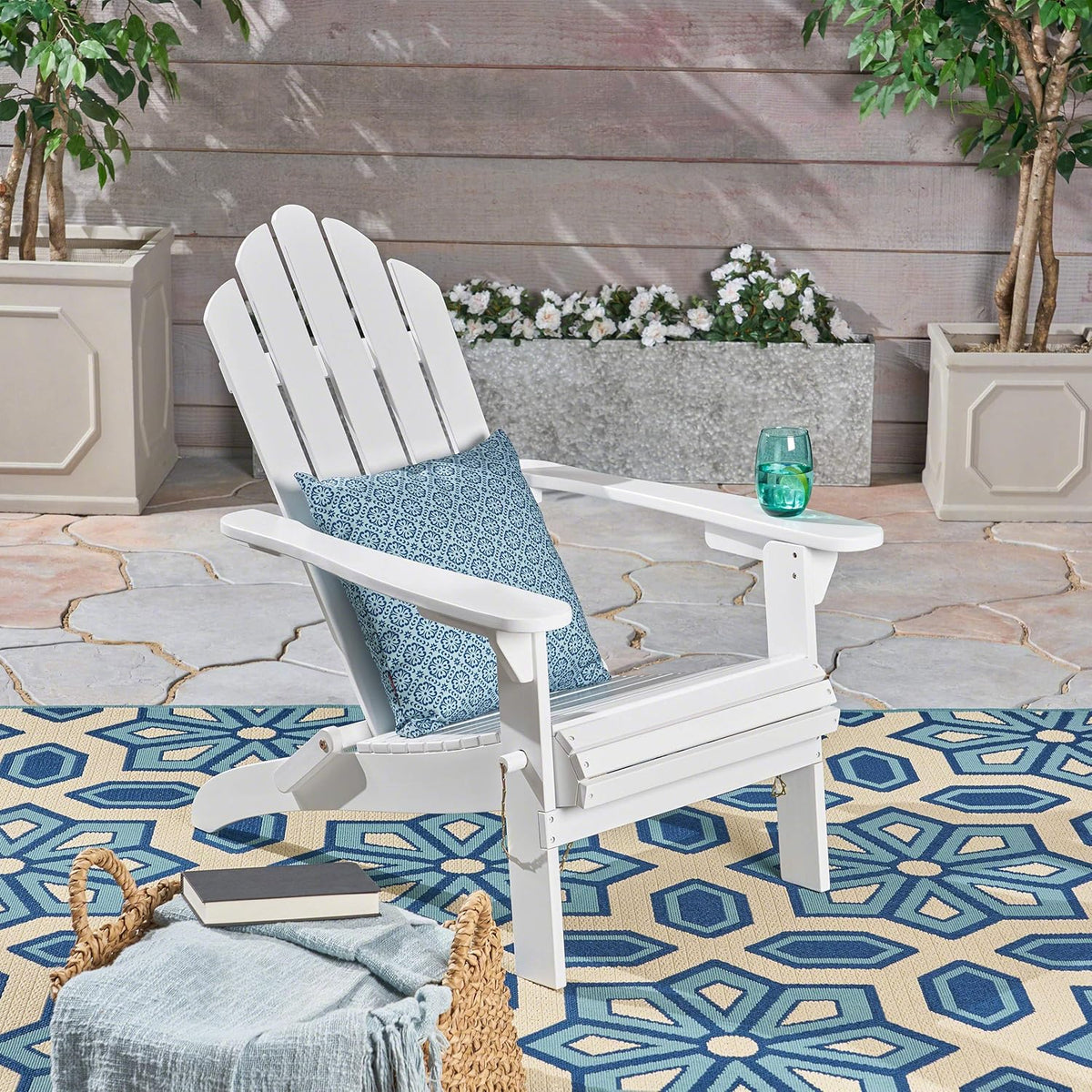 White Finish Acacia Wood Adirondack Chair M203