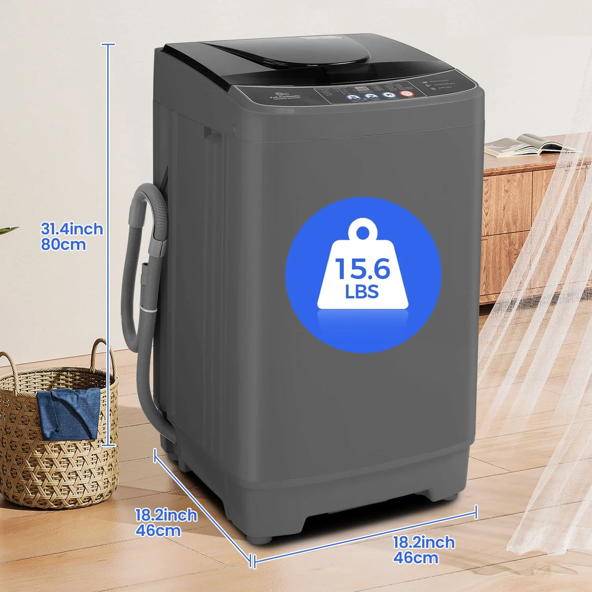 15.6lbs Fully Automatic Portable Washing Machine Dark Gray M497776