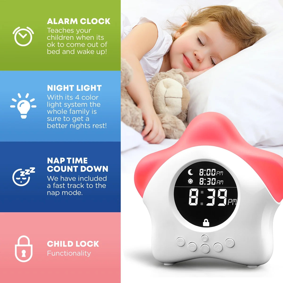 Toddler Sleep Training Clock, Night Light & Alarm Clock G382132