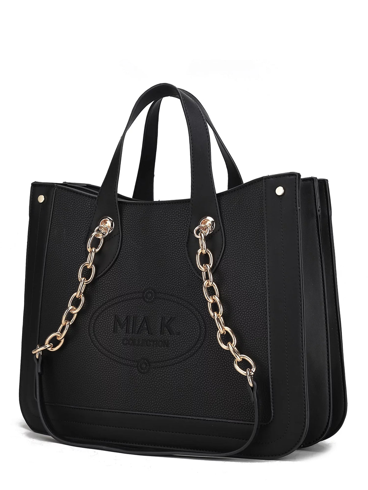 Black Vegan Leather Womens Tote Handbag M57528