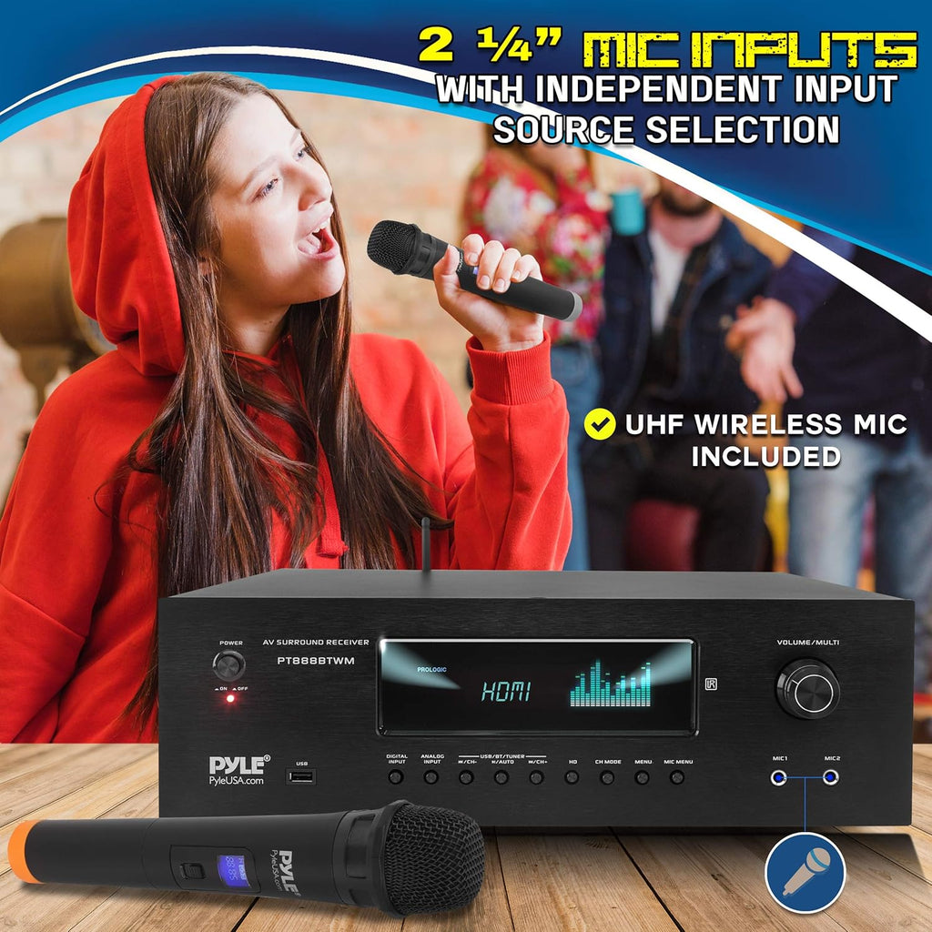 1000W Bluetooth Stereo Amplifier with 2 UHF Wireless Microphone R8173