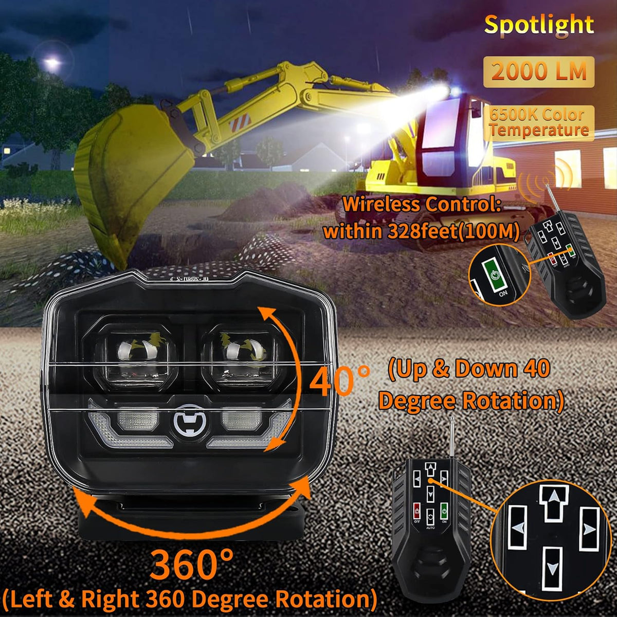 60W LED Searchlight with Magnetic Base and Permanent Mount Z28042