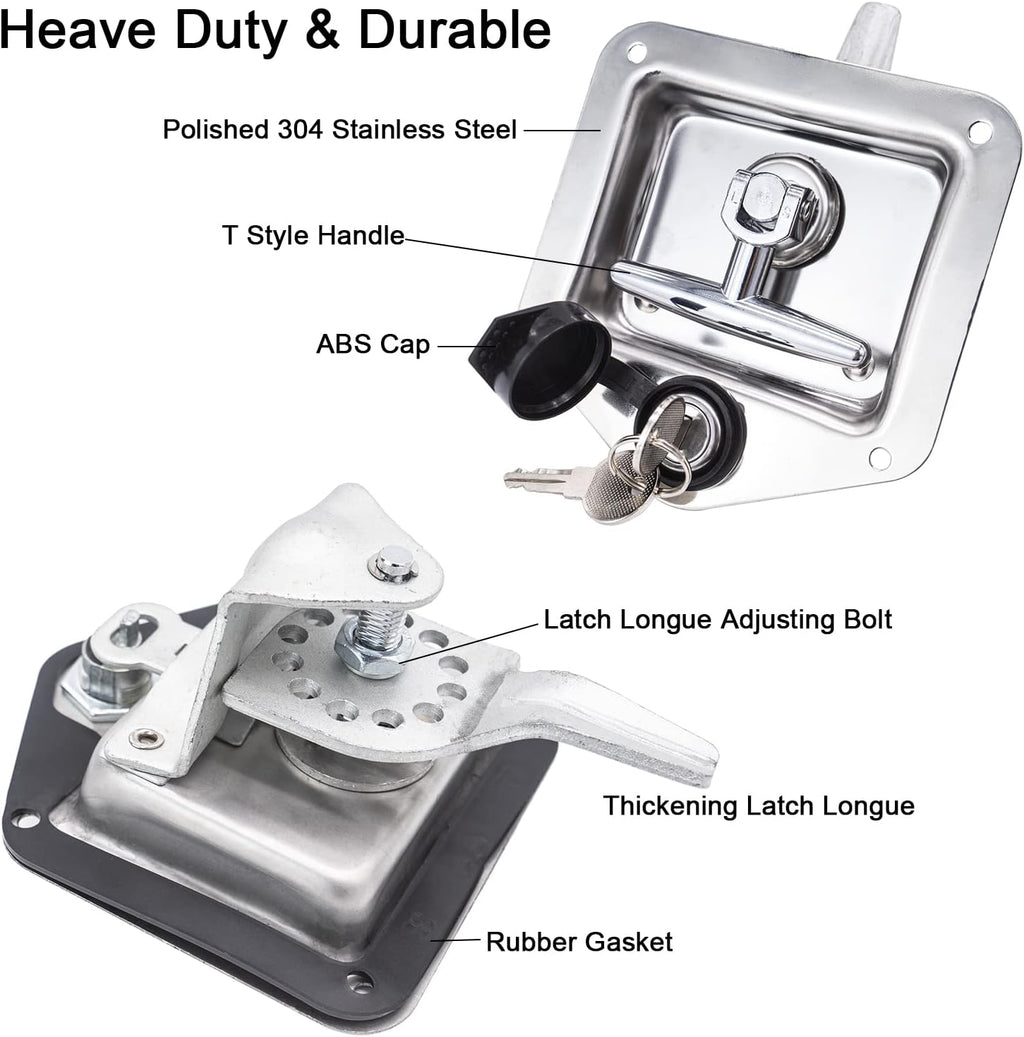 4 Pack Stainless-Steel T Handle Lock with Gasket and Keys D43385